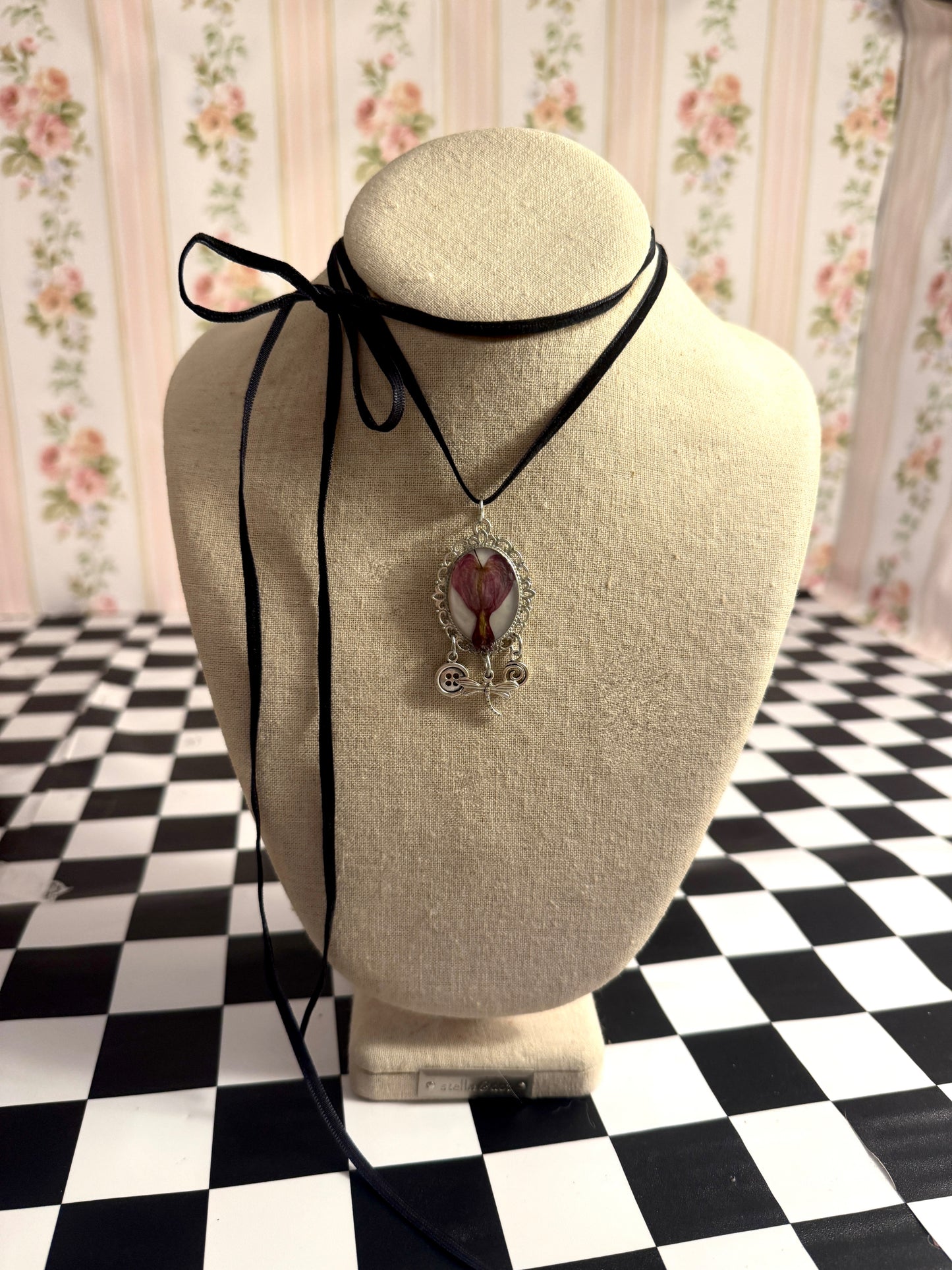 Bleeding heart Coraline necklace