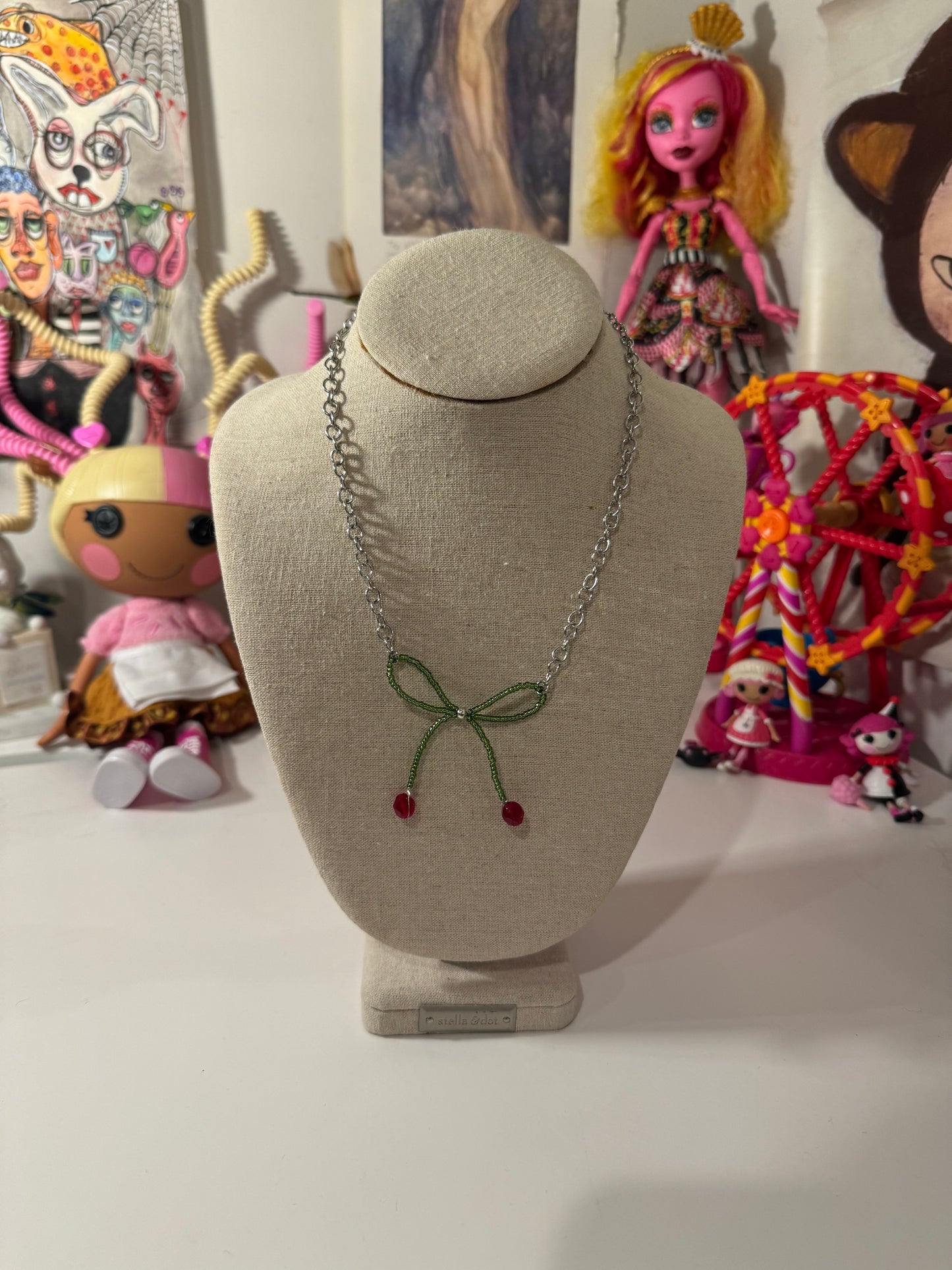 Bow Cherry Necklace