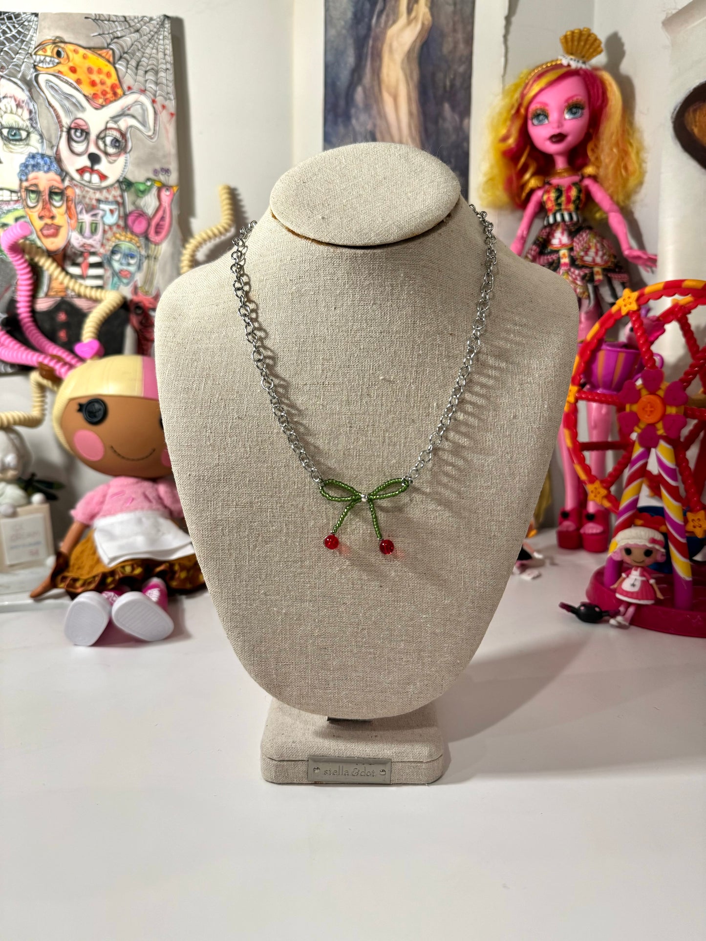 Bow Cherry Necklace