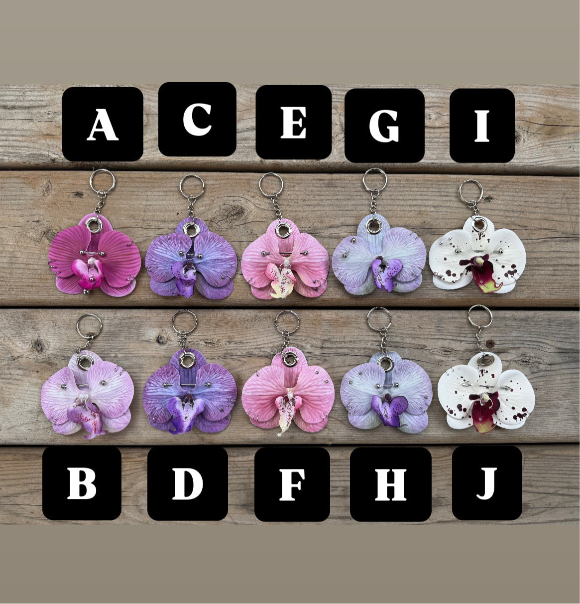 A pierced orchid keychain
