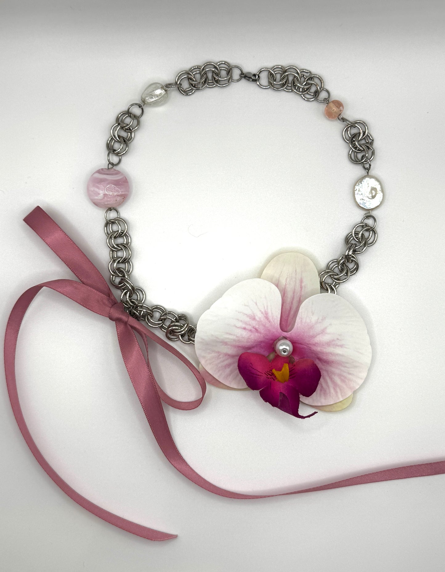 Blooming Orchid Chainmail Necklace