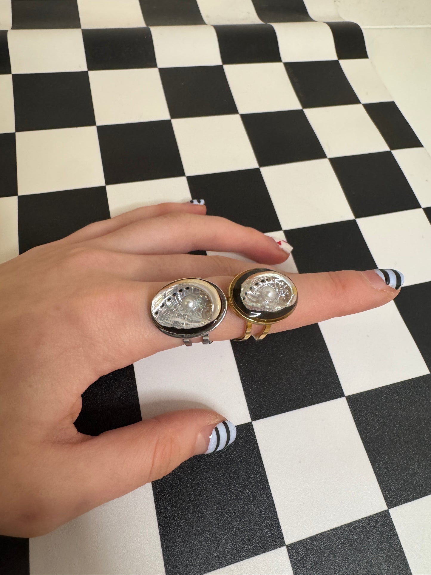 Abalone shell rings