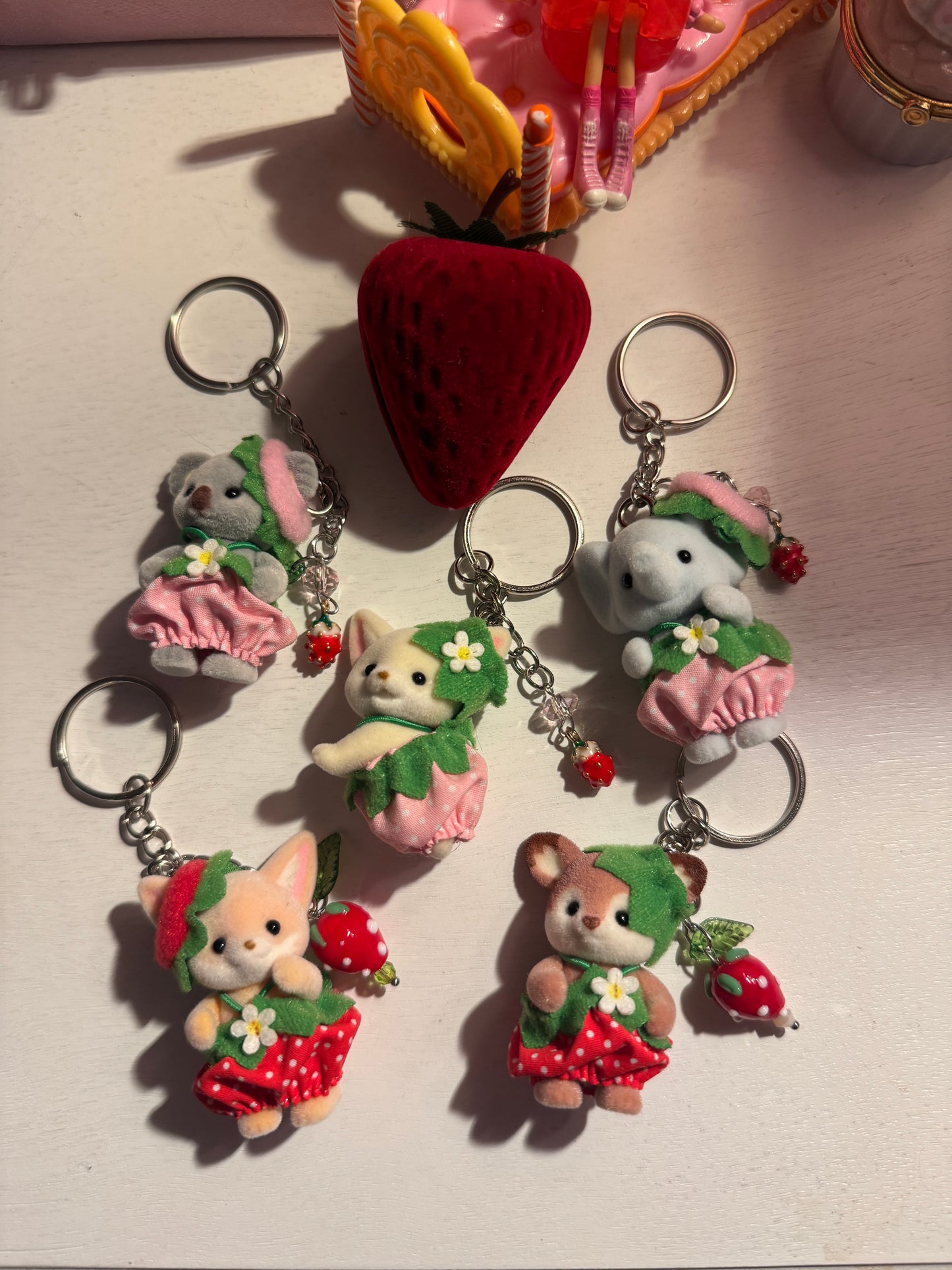 Calico Critter Strawberry Keychains